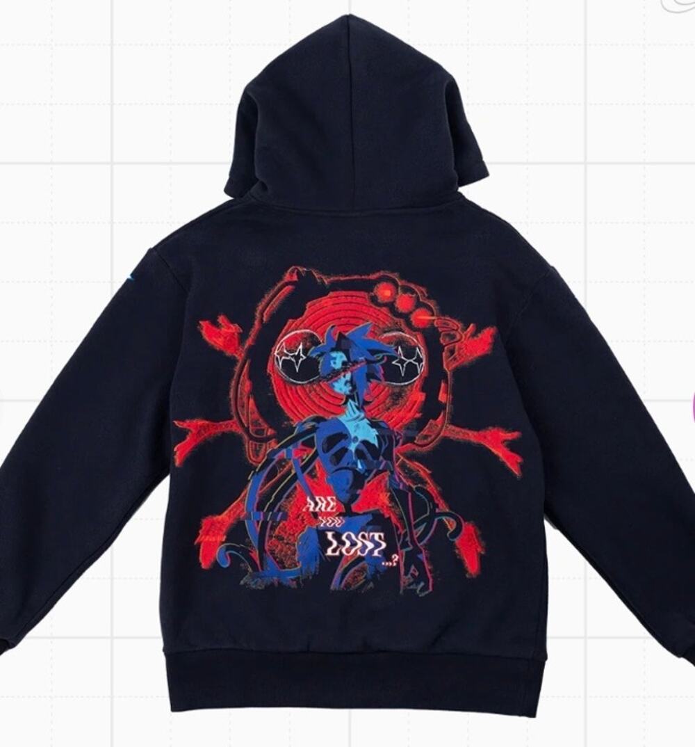 NWT L Glitch Productions Guinevere Hoodie Black Anime Graphic "ARE YOU LOST"